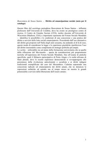 1 Boaventura de Sousa Santos - Diritto ed emancipazione sociale ...