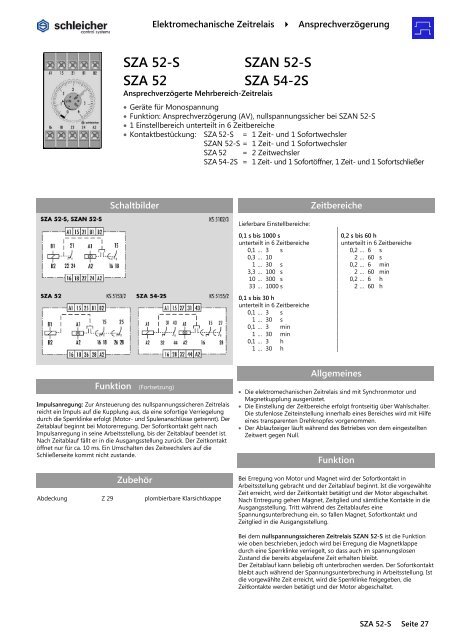 SZA 52-S SZA 52 SZAN 52-S SZA 54-2S - Schleicher Electronic