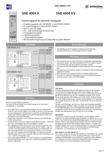 SNE 4004 K SNE 4004 KV - Schleicher Electronic
