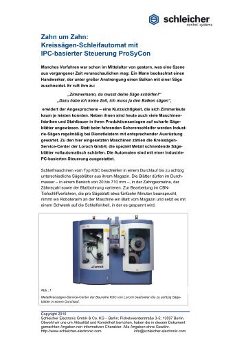 Motion Control Steuerung schleift Konturen - Schleicher Electronic