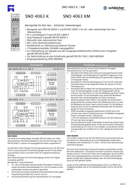 SNO 4063 K SNO 4063 KM - Schleicher Electronic