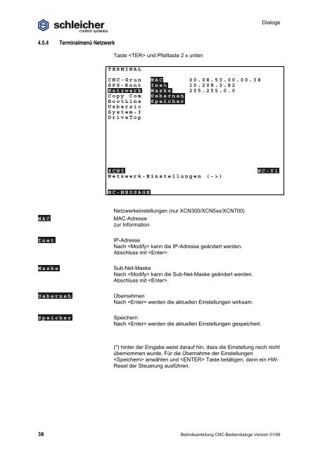 Betriebsanleitung CNC-Bediendialoge - Schleicher Electronic