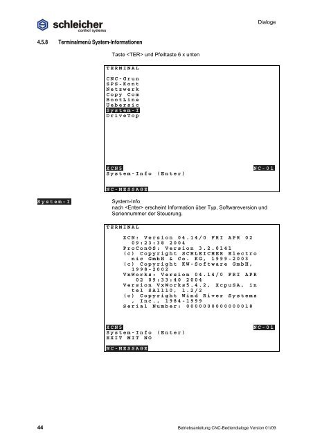 Betriebsanleitung CNC-Bediendialoge - Schleicher Electronic