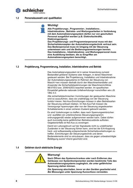 Betriebsanleitung CNC-Bediendialoge - Schleicher Electronic