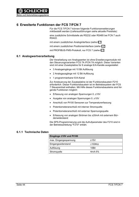 Betriebsanleitung - Schleicher Electronic