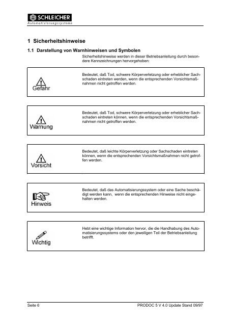 PRODOC 5 Version 4.0 Update Betriebsanleitung - Schleicher ...