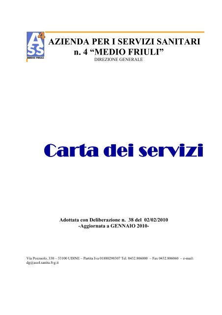 Carta dei Servizi della A.S.S.4 - Medio Friuli
