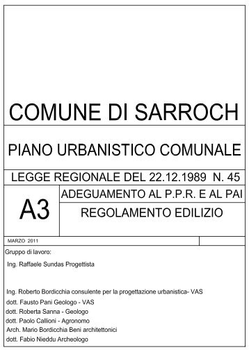 PUC adottato - A3 - REGOLAMENTO EDILIZIO - Comune di Sarroch