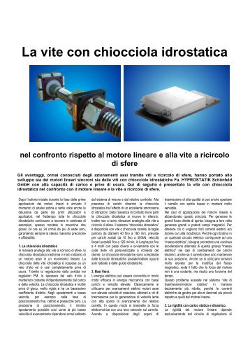 La vite con chiocciola idrostatica - Romani Components