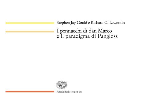 I pennacchi di San Marco e il paradigma di Pangloss - Einaudi