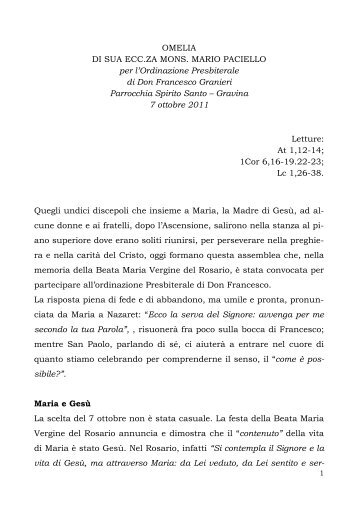 Omelia Ordinazione Presbiterale Francesco Granieri 7 Ottobre