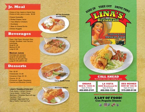 Menu - Lina's Mexican Food