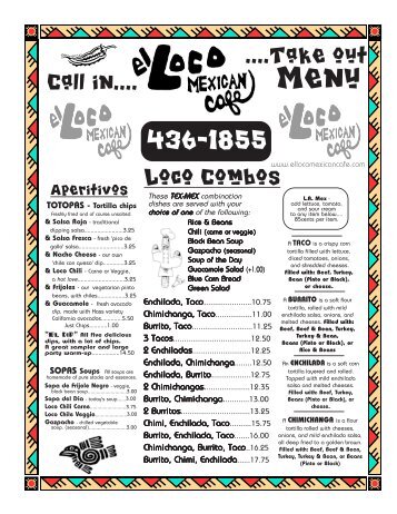 Takeout menu 2 pg 2008m - El Loco Mexican Cafe