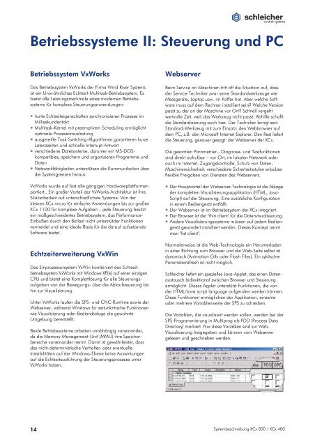 Systembeschreibung XCx 400 / XCx 800 - Schleicher Electronic