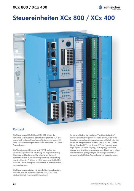 Systembeschreibung XCx 400 / XCx 800 - Schleicher Electronic