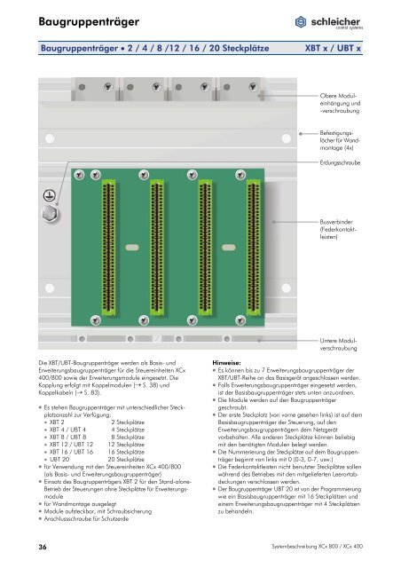 Systembeschreibung XCx 400 / XCx 800 - Schleicher Electronic