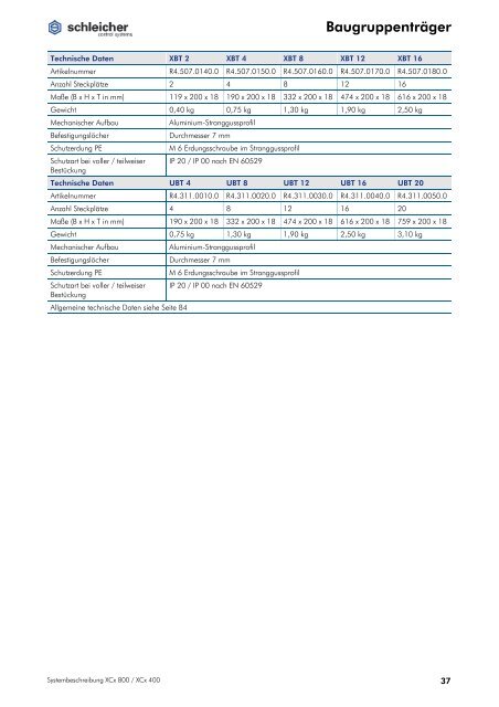 Systembeschreibung XCx 400 / XCx 800 - Schleicher Electronic