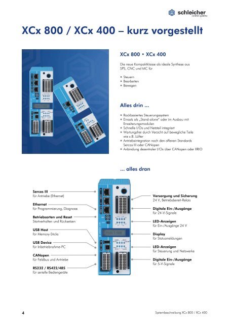 Systembeschreibung XCx 400 / XCx 800 - Schleicher Electronic