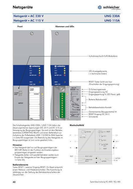 Systembeschreibung XCx 400 / XCx 800 - Schleicher Electronic