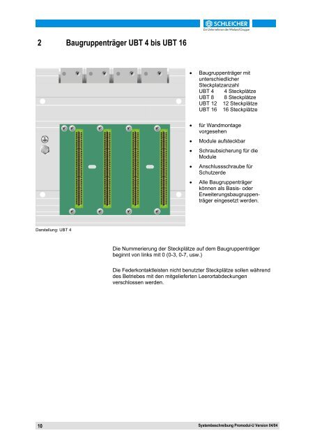 Systembeschreibung Promodul-U - Schleicher Electronic