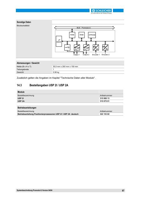 Systembeschreibung Promodul-U - Schleicher Electronic