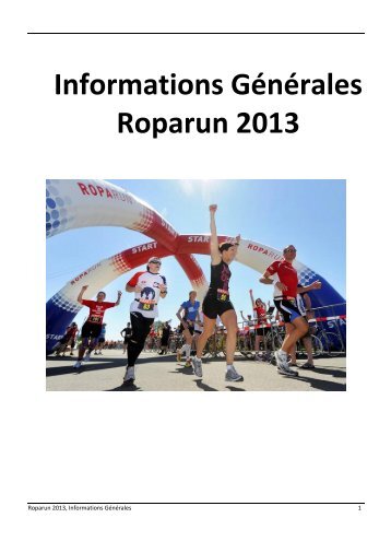 Informations Générales Roparun 2013