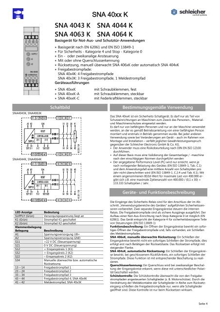 PDF Relais Katalog der Vorzugstypen - Schleicher Electronic