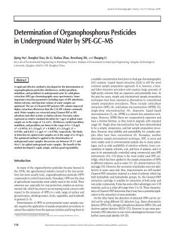 Determination of Organophosphorus Pesticides in Underground ...