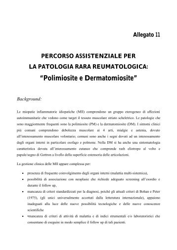 Allegato 11 POLIMIOSITE E DERMATOMIOSITE - Malattie Rare