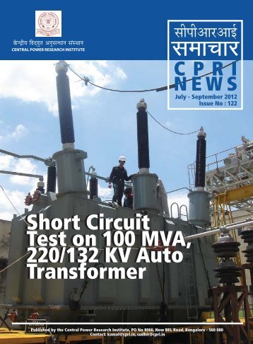 Short Circuit Test on 100 MVA, 220/132 KV Auto ... - Cpri.in