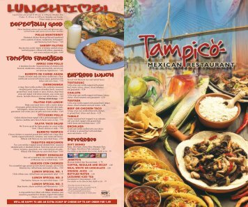 Tampico 8 Page Menu - Tampico Mexican Restaurants