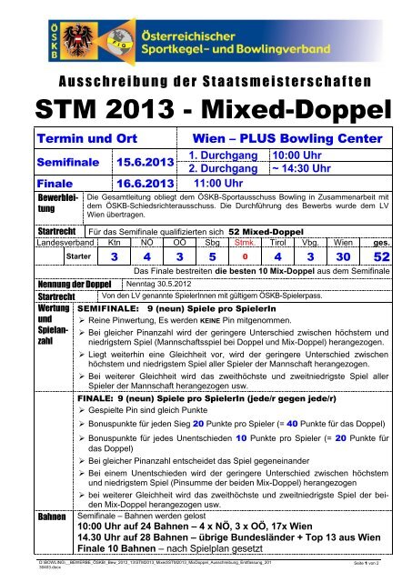 Ausschreibung STM Mixed-Doppel 2013