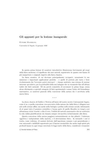 Gli appunti per la lezione inaugurale - Università degli studi di ...