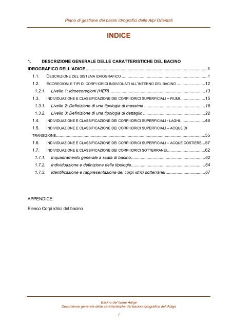 Capitolo 1 Descrizione generale delle caratteristiche ... - Alpi Orientali