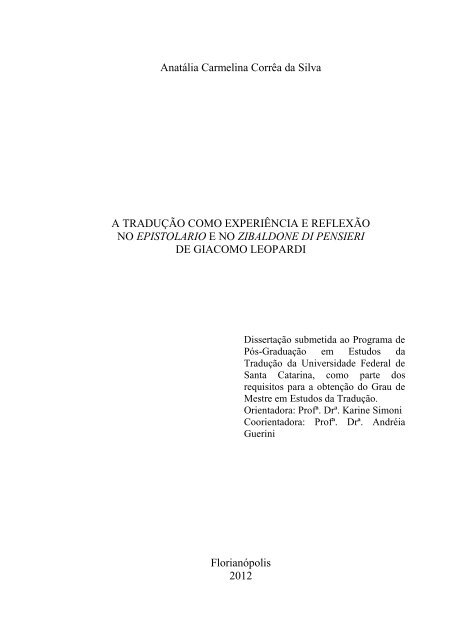 Universidade Federal de Santa Catarina Centro de Comunicação E Expressão -  Cce Pós-Graduação em Estudos Da Tradução, PDF, Traduções