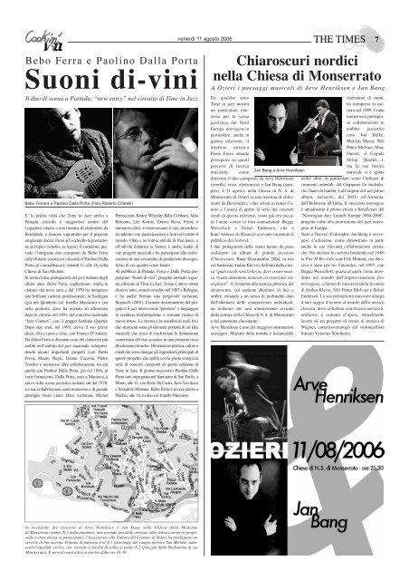 Il Tabloid del festival Time in Jazz 2006