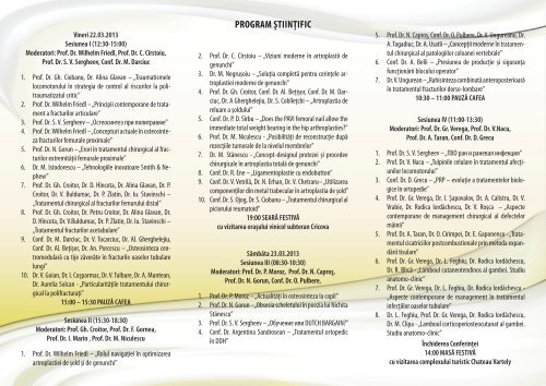 PROGRAM - Universitatea de Medicină şi Farmacie