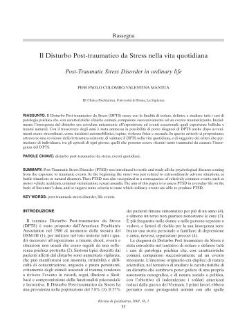 Il Disturbo Post-traumatico da Stress nella vita quotidiana - Rivista di ...