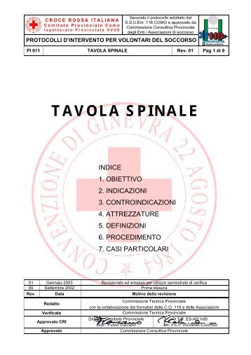 PI 011 - Rev. 1 - Tavola spinale - Massimo Franzin