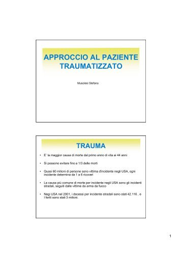 APPROCCIO AL PAZIENTE TRAUMATIZZATO