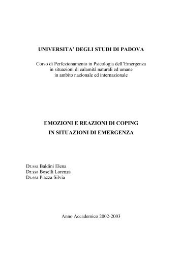 EMOZIONI E REAZIONI DI COPING IN ... - Counselling Care