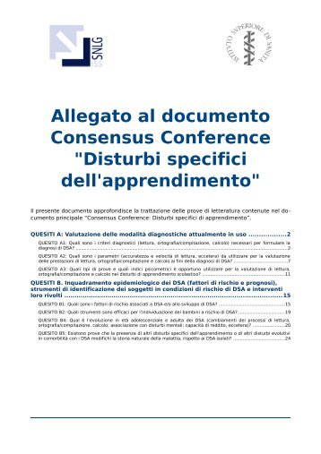 Allegato al documento Consensus Conference "Disturbi specifici ...
