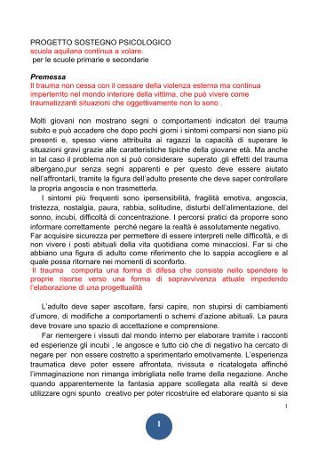 PROGETTO SOSTEGNO PSICOLOGICO - Istituto di Ortofonologia