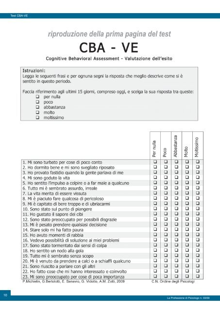 La Professione di Psicologo n. 3/2009 - Ordine Nazionale Psicologi