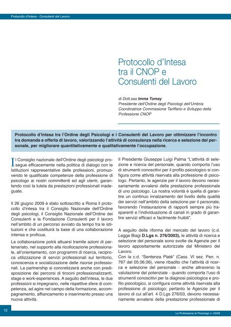 La Professione di Psicologo n. 3/2009 - Ordine Nazionale Psicologi