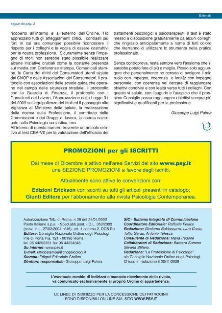 La Professione di Psicologo n. 3/2009 - Ordine Nazionale Psicologi