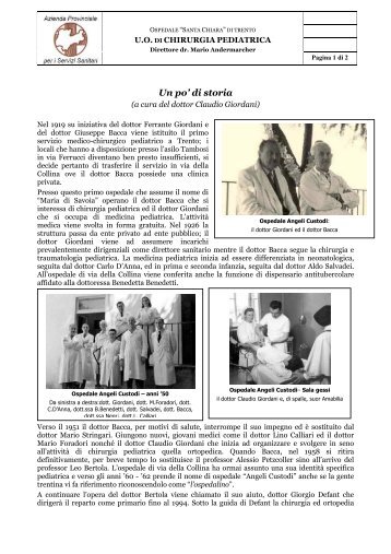 Storia dell'Ospedalino - Azienda Provinciale per i Servizi Sanitari