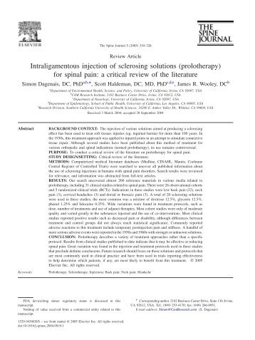 Intraligamentous injection of sclerosing solutions - NYU Langone ...