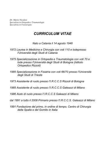 curriculum vitae - Nicolosi, Mario