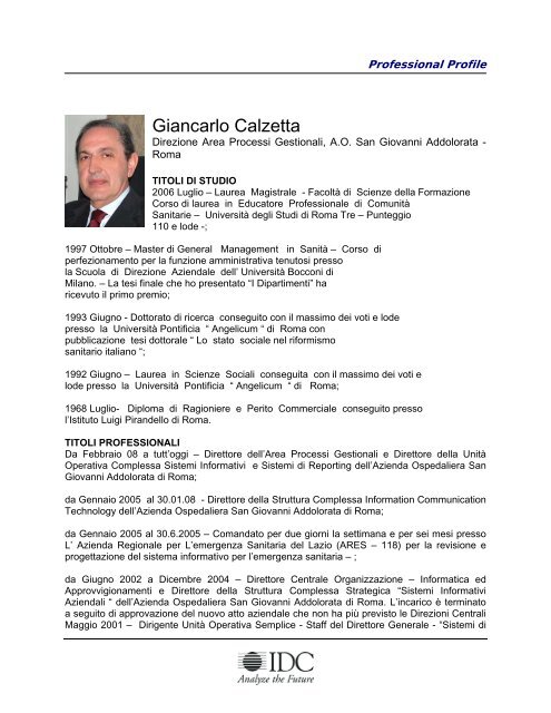 Giancarlo Calzetta - IDC Italia